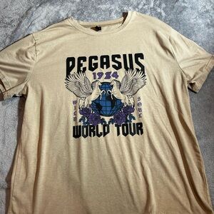 ROMWE Tan Pegasus World Tour T-Shirt